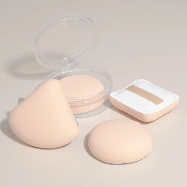 Professional Soft Pink Triangle Latex-Free Cosmetic Puff Marshmallow Air Cushion Makeup Puff Foundation Concealer Blender Box