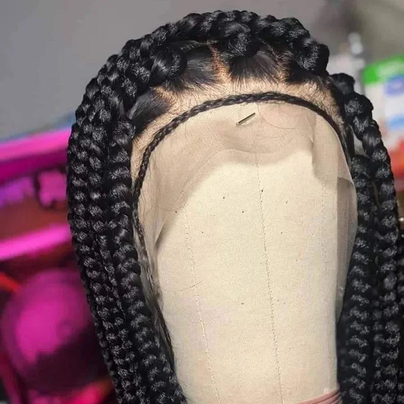 Wholesale Glueless Full Lace Braided Wigs Handmade Cornrow Synthetic
