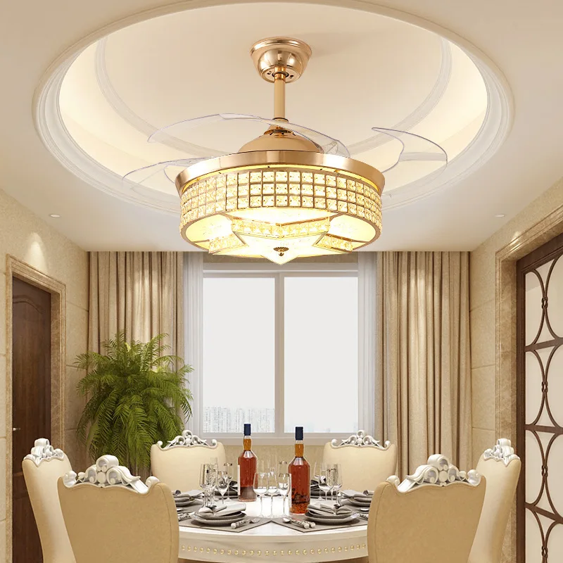 Fancy led ceiling fan with light  led fan lamp crystal fan light with remote