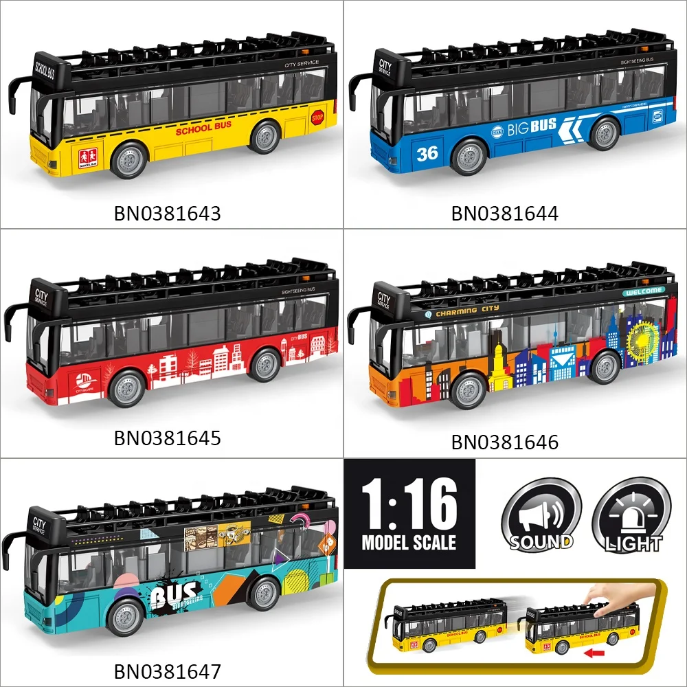 Jouet de bus de ville électrique – Grand véhicule de conduite de diligence, voiture de transport éducative à piles | Avec lumières clignotantes, sons