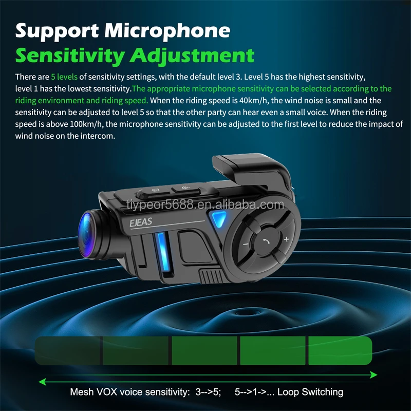 product tiypeor ejeas new model k1pro helmet bluetooth headset motorcycle wifi recorder mesh internal and external video microphone-6