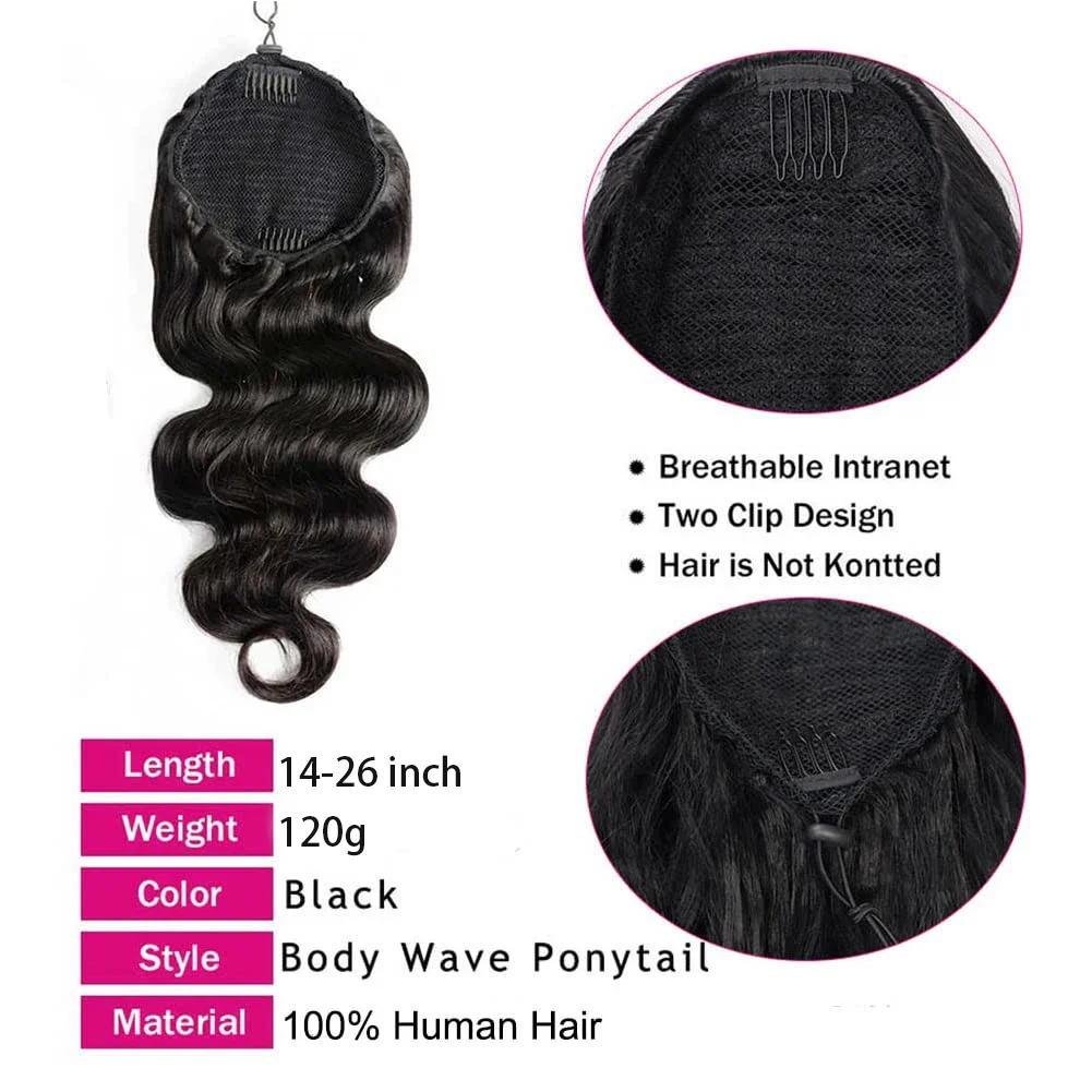 Extensii de păr cu clips și șnur, ondulate, cu coadă de cal, 100% păr uman natural, pentru femei de culoare_voghion.com