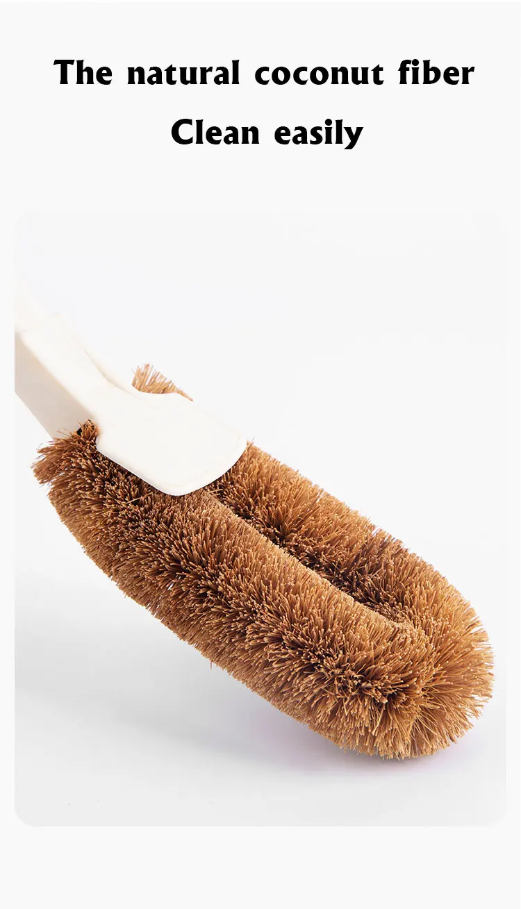 Toilet Brush Natural Coconut Fiber Brush Head And Long Handle For ...