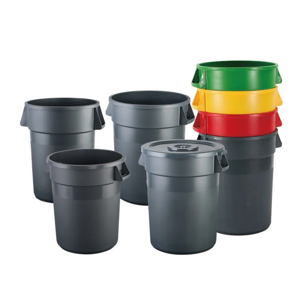 Heavy Duty 80L 120L water bins America style plastic trash bin Manufacturer eco friendly round trash cans for USA market hotel