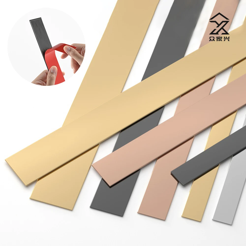 New Product Stainless Steel Strip Gold Wall Adhesion Self Adhesive Strip manufacture