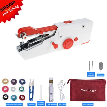 Amazon Hot Selling Mini Electric Portable Handy Hand Stitching Handheld Sewing Machine with Accessories