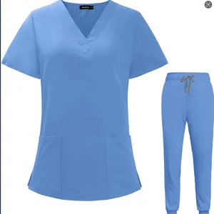 72% Polyester 21% Viscose 7% Spandex Quick-Drying Elastic Scrub Sets Hand Wash Hospital Uniforms for Women