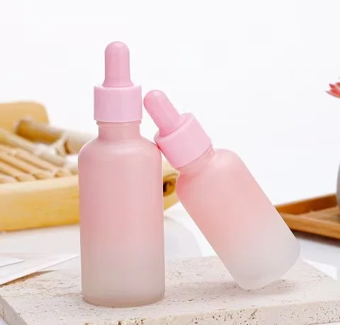 Cosmetic Packaging 30ml 50ml 100ml Hair Oil Essential Oil Perfume Pink Rose Gold Glass Dropper Bottle for Skin Care Packaging