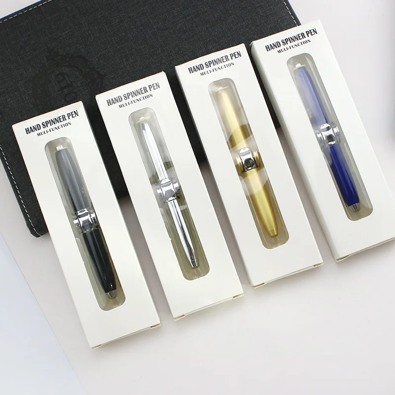 Рекламная миниатюрная многофункциональная Милая спиннинговая активная металлическая шариковая ручка со светодиодной подсветкой