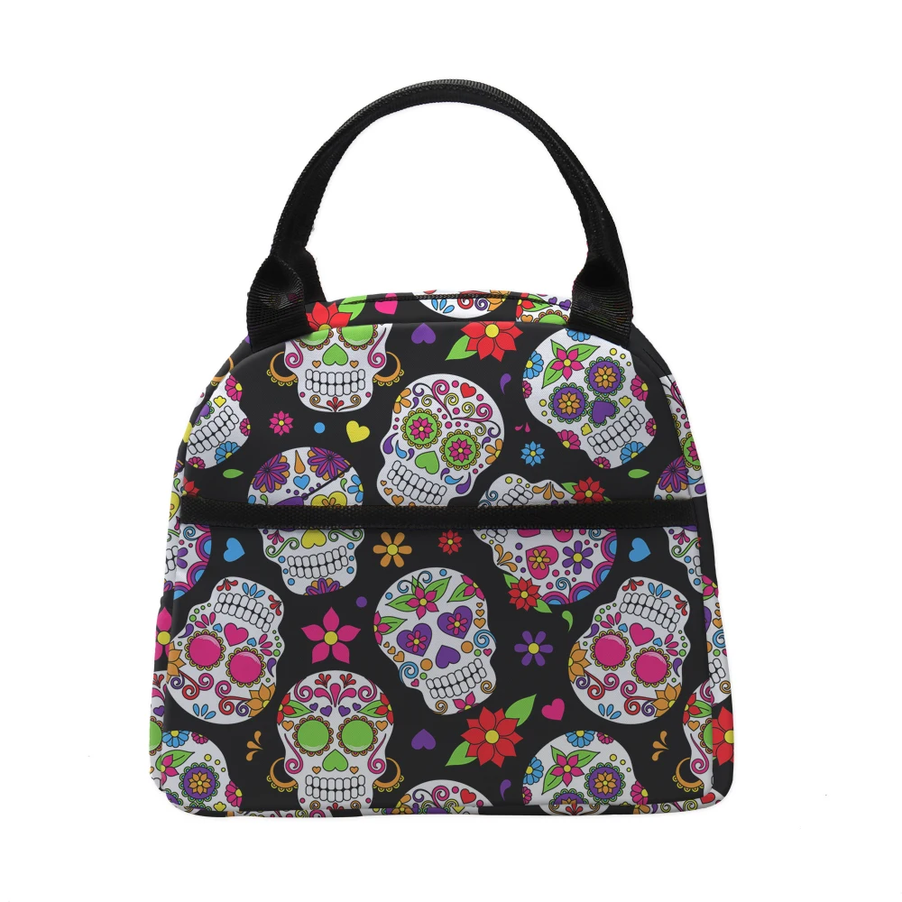 Сумка для ланча с принтом скелета, изолированная сумка для пикника, подарок для детей, портативная школьная сумка для ланча