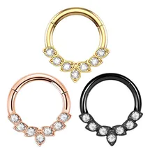 316L Surgical Stainless Steel CZ Hinged Segment Nose Septum Ring Classic Body Jewelry for Wedding Gift Party Engagement Piercing