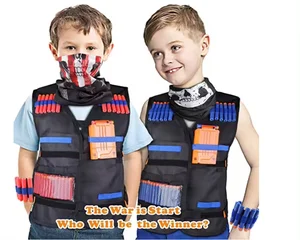 Girls Kids Pretend Play Preschool Kit Soft Tactical Vest Bullet Guns Wrist Bands Protective Glasses Outdoor Airsoft Shooting