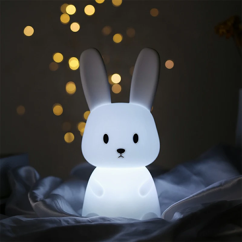 Rabbit Battery Portable Kids Silicone Night Light Bunny Soft Touch Silicon  Night Light Kids Night Lights for Kids Room