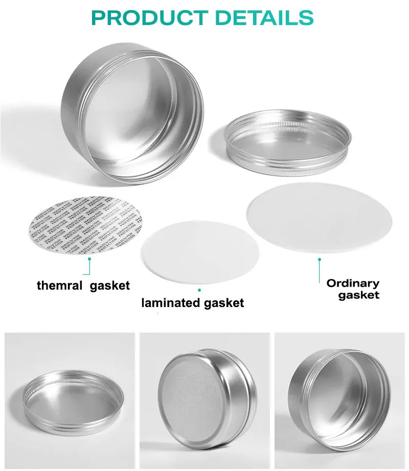 5ml 10ml 20ml 30ml 50ml 60ml 80ml 100ml 150ml 200ml Round Aluminum Cosmetic Tin Container Metal Aluminum Jar Silver