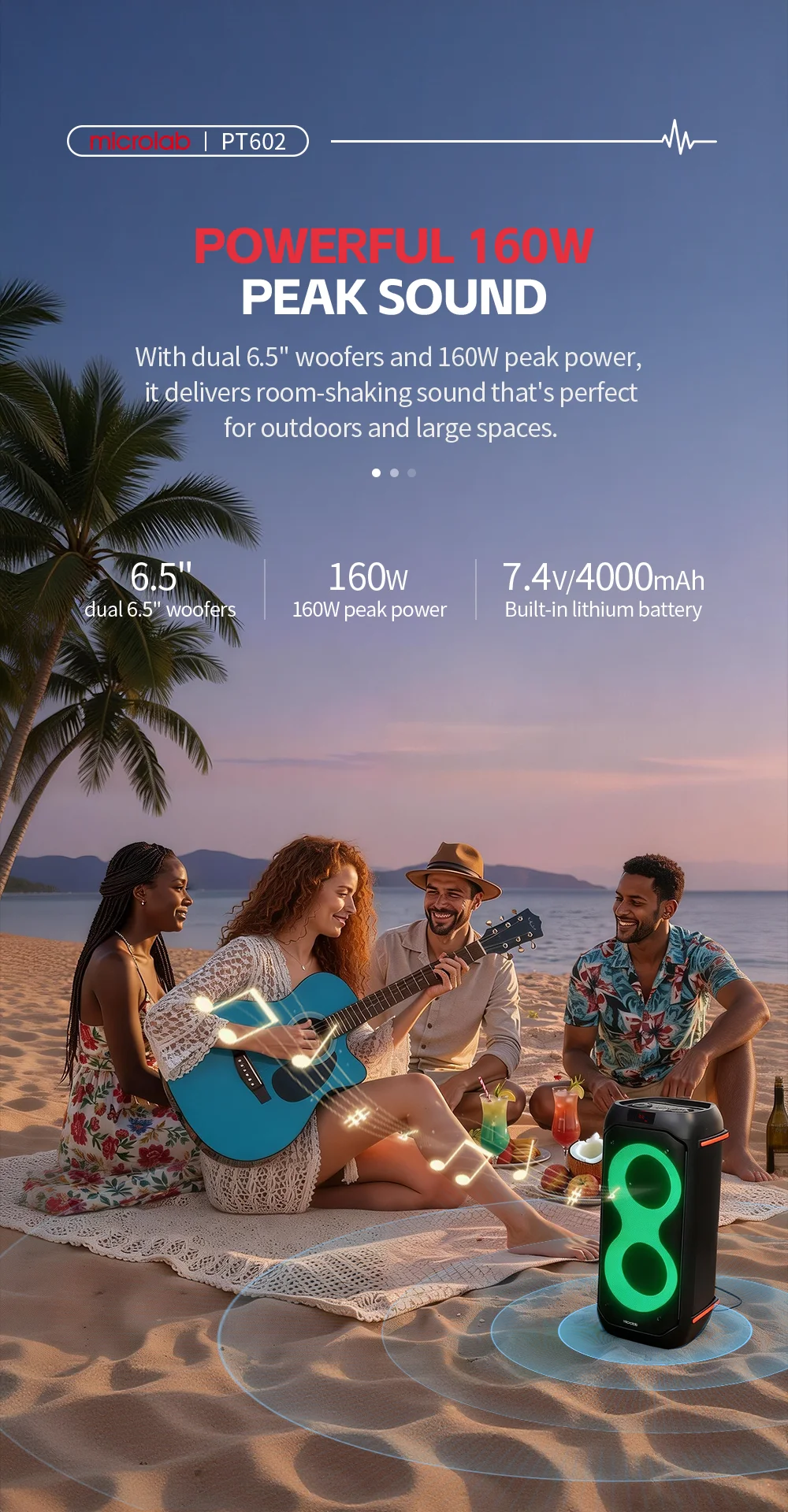 Microlab PT602W 40 Watt Bluetooth Party Speaker