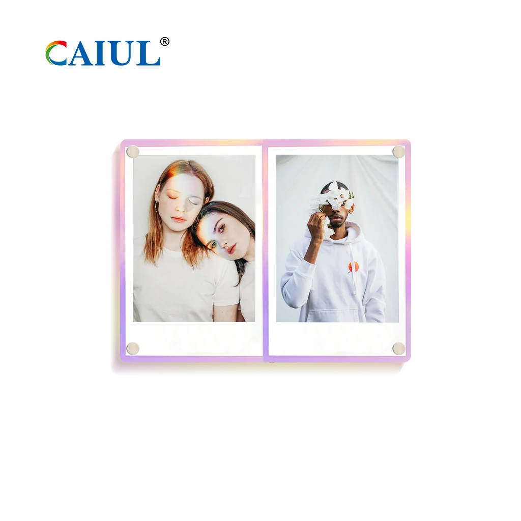 Caiul 3x5 Inches Magnetic Iridescent Acrylic Picture Frame Instax Mini Wide Film Photo Frame With Magnetic