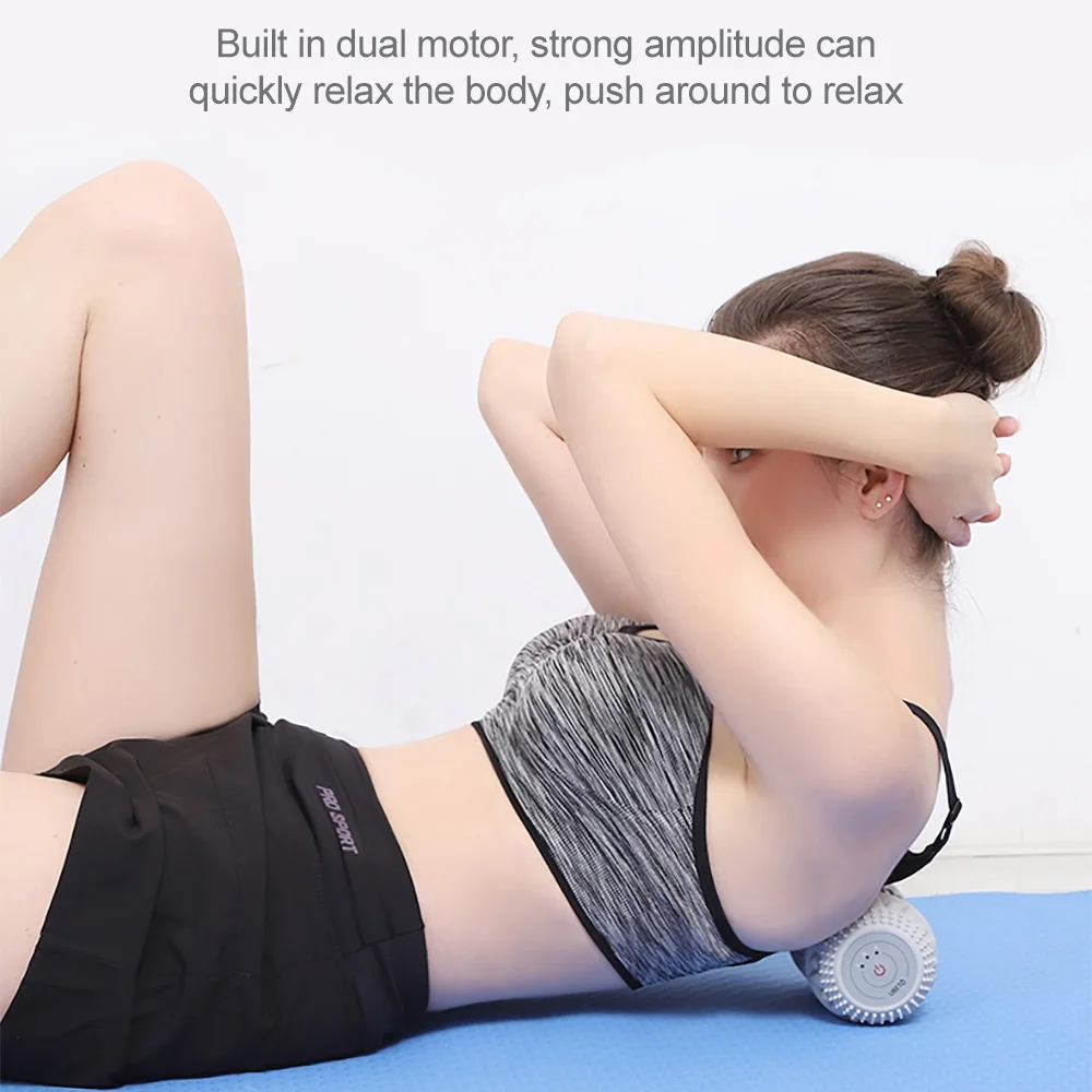 Portable Electric Fascia Ball Foam Roller Peanut Massage Ball Vibrating Foot Full Body Massage Vibration Roller