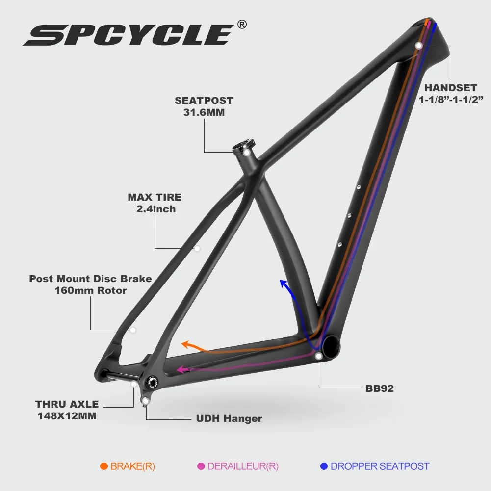 29erMTBカーボンファイバー自転車フレーム29erXCハードテール