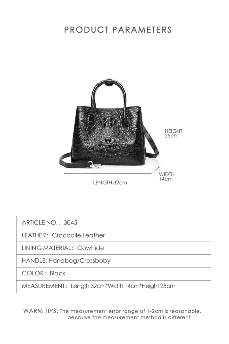暹罗鳄鱼鱼骨皮时尚手提包 皮革时尚百搭女士斜挎单肩包