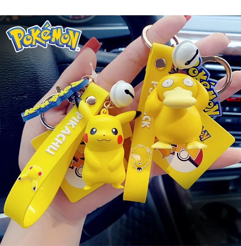 Genuine Pikachu keychain female cute cartoon exquisite doll chain ring handbag pendant wholesale