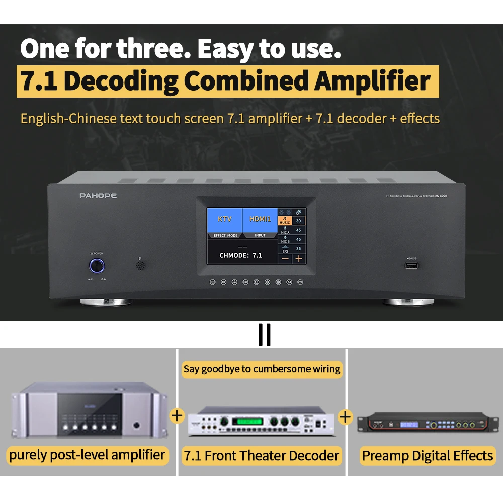 7.1 Home Theater Systems Power Amplifier 3D/8K DTS Digital  HD KTV  Karaoke Audio Av Receiver Sound  Amplifier