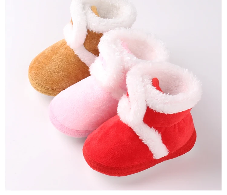 New Arrival Candy Color Warm  Plush Baby Winter Shoes Baby Cotton Soft Sole Winter Boots