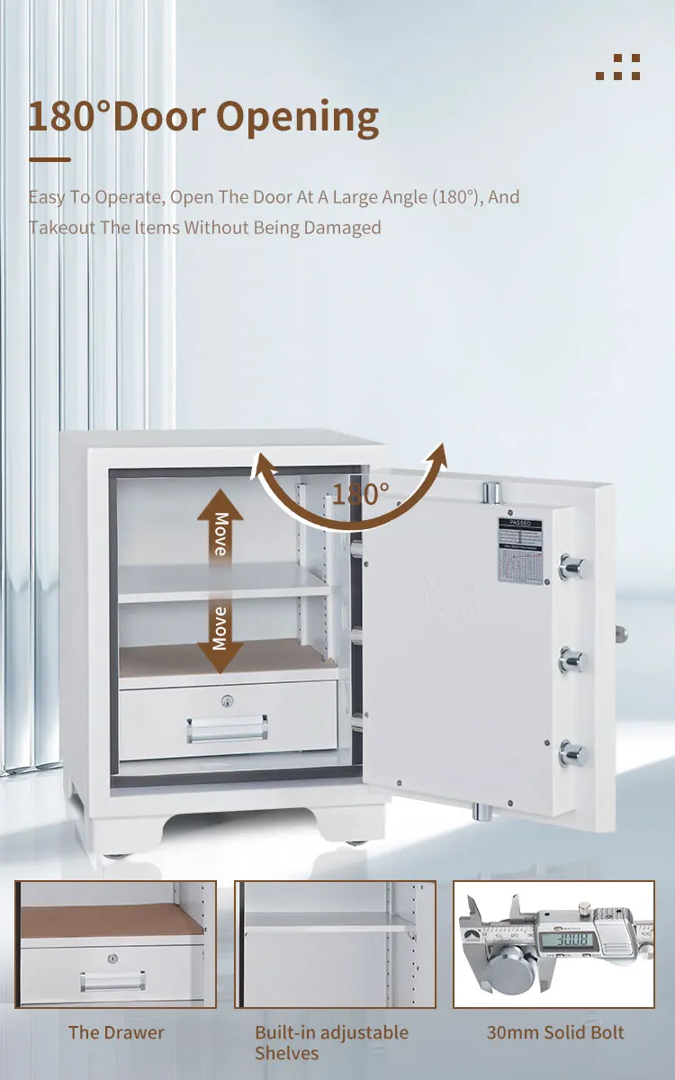 CEQSAFE Security Fire Resistance Double Key Locks Round Handle Fireproof Safe Box Digital Safe details