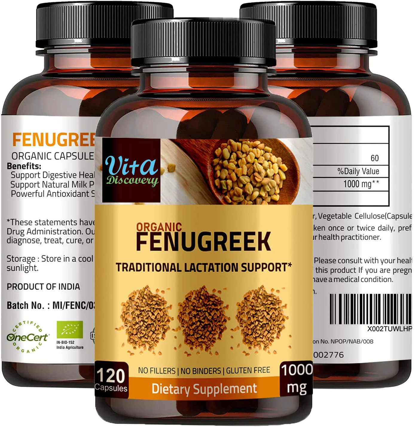 Breastfeeding Supplement Organic Fenugreek Seed Powder Capsules Promotes Healthy Lactation,Hair