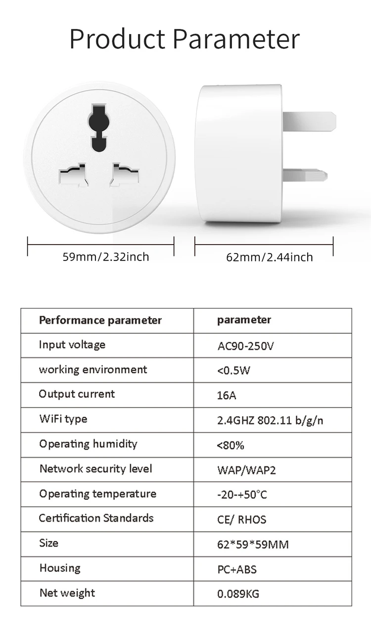 Universal Standard Travel Socket British Standard Universal Hole Tuya Wifi 16A Smart Voice Control Remote Timing Socket