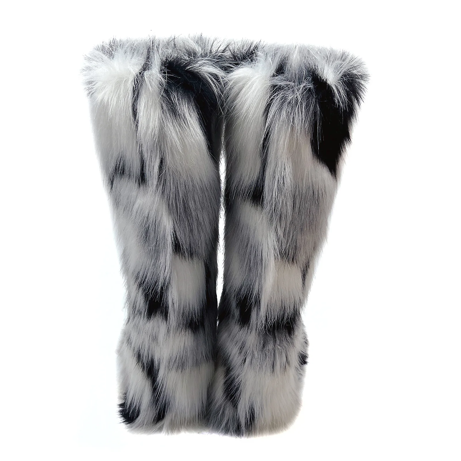 Hot Sale Fashion Girls Warm Winter Fur Snow Boots Fuzzy Fluffy Size 44 Round Toe Women Outdoor Knee High Fur Boots - Image 4