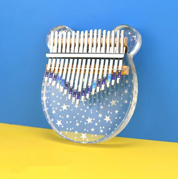 17 Keys 21 Keys Acrylic Kalimba Colorful Bear Heart Shape Glass Kalimba