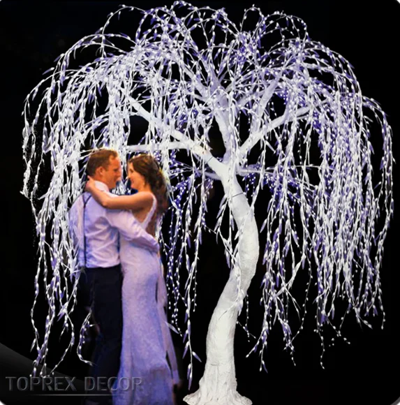 New Arrival White Weeping Willow Tree Waterproof LED Lighting Christmas Decorations Artificial Plant for Sale