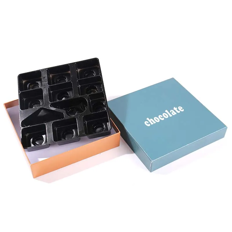 Factory Custom Rigid Paper Chocolate Packaging Gift Box with Blister Liner UV Coating Embossing Matt Lamination