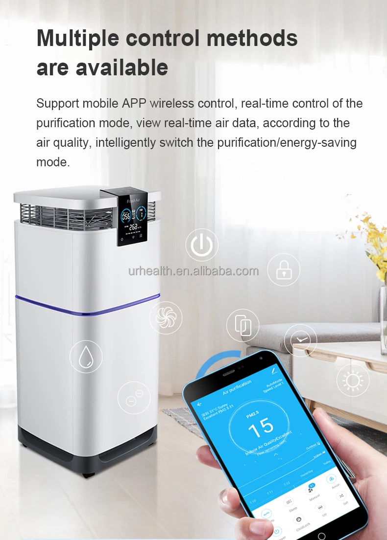 Air Purifier With Humidifying Function Activated Carbon Purifier Commercial Intelligent Hepa Filter Air Purifier Cleaner