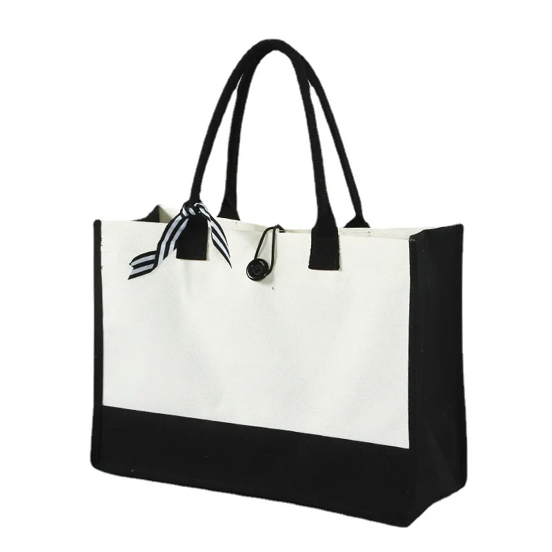 Women's Canvas Tote Shoulder Bag with Hasps Closure Portable Design Custom Logo Option Reusable Shopping Bag for Daily Use Gift - Image 4