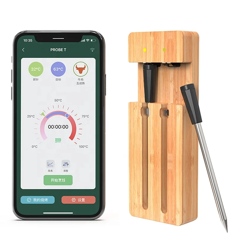 Smart Wireless BBQ Bluetooth Dual Probes Meat Thermometer
