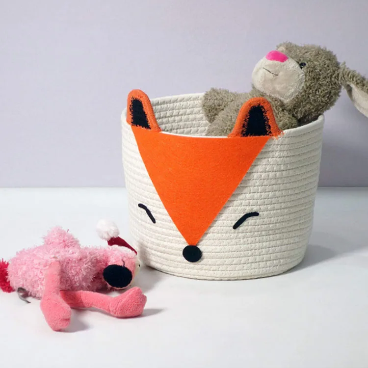 Kids Room Organizer Woodland Nursery Decor Nursery Storage Dog Cat Toy Basket Small Cute Orange Fox Basket for Baby Diaper Organizer Baby Laundry Baskets 