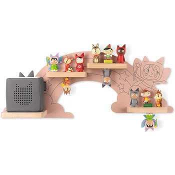 Customized Children Room Wall-Mounted Toniebox Charging Station Tonies Magnetic Rainbow Wooden Wall Shelf