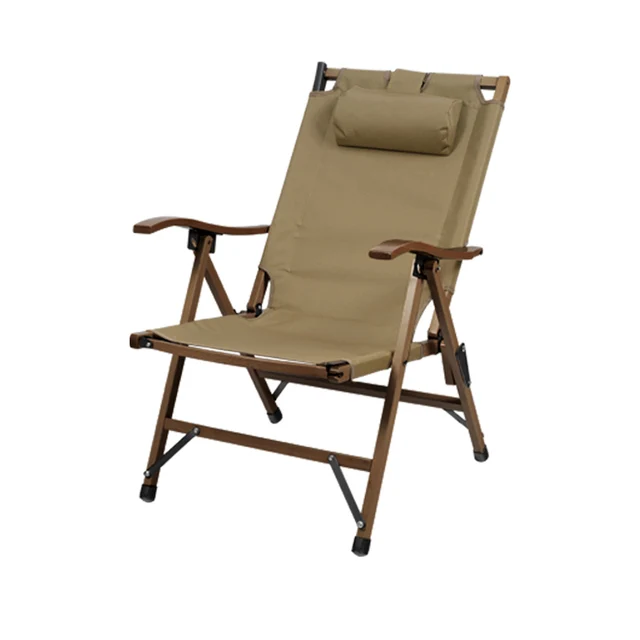 2024 New Folding Portable Garden Picnic Kemit Chair, Backrest Outdoor Chair Wood Graind Aluminum frame Camp Lightwei Chair