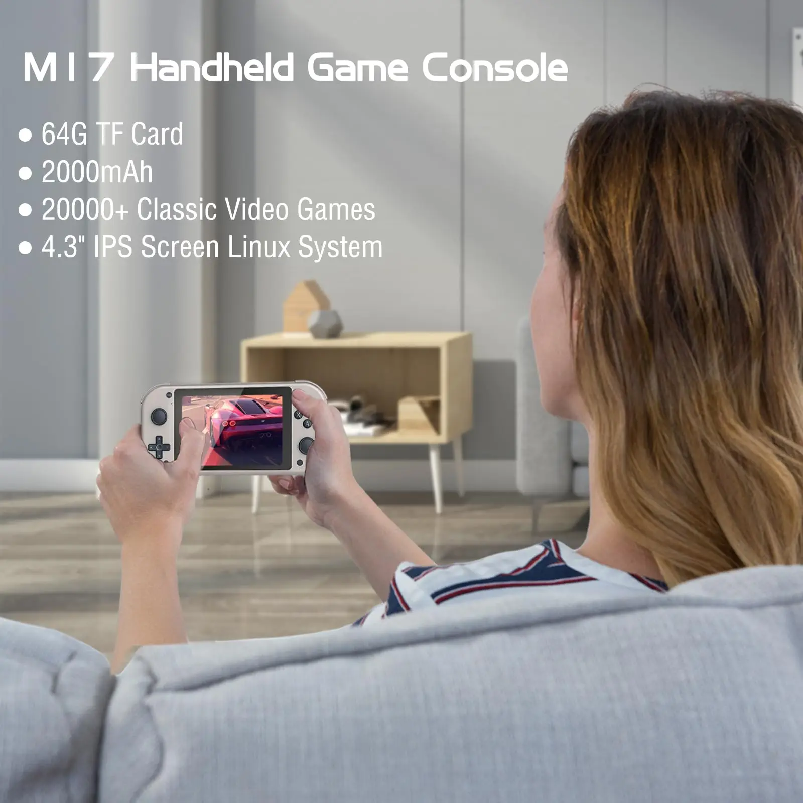 Handheld Game Player M17 4.3 inch HD Portable Handheld Video Game Console Retro Classic Game Player Kid's gift