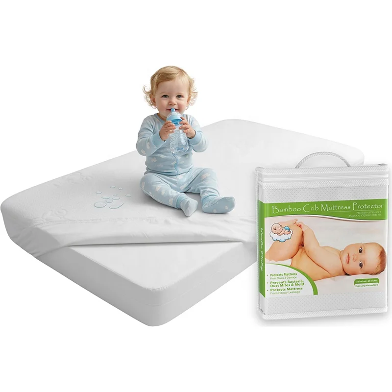 Bán buôn: Vỏ đệm cũi trẻ em bằng sợi rayon tre tự nhiên siêu mềm, không gây tiếng ồn, họa tiết dệt jacquard, chống thấm nước, kích thước 52