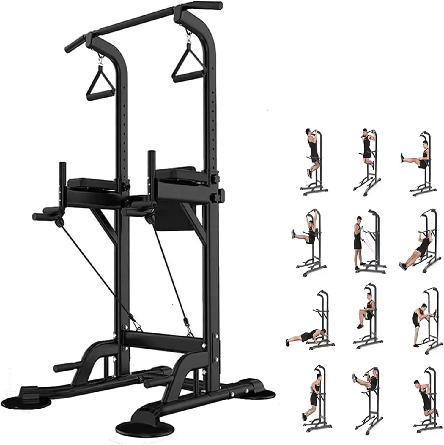WellShow Sport Power Tower Pull up Bar Dip Station for Home Gym