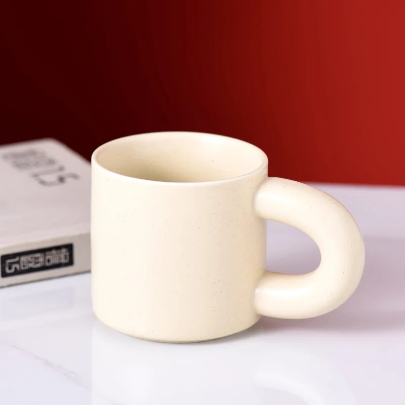INS Style Macaron Candy Color Ceramic Coffee Mug Pangpang Fat Handle Mug Porcelain Milk Mug