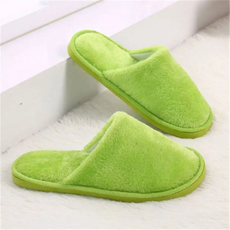 New Men Indoor Slippers Soft Winter Warm Non Slip Home Fur Plush Floor Slippers 
