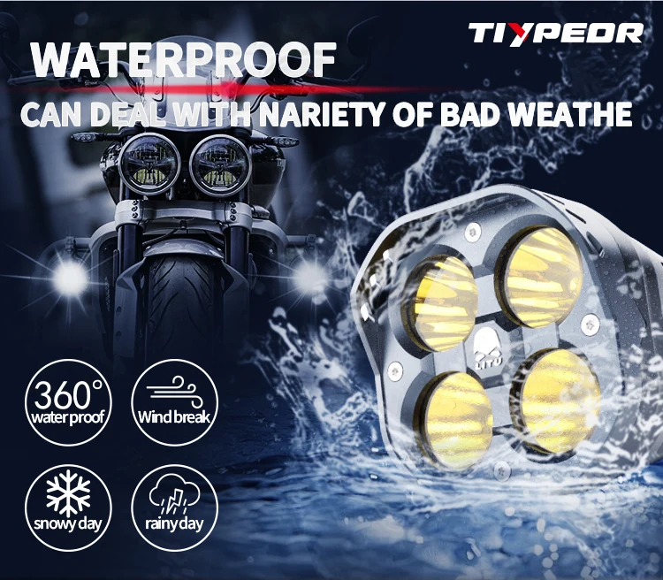 TIYPEOR Super Bright Spotlight CNC Aluminum  High Power Fog Lights Auxiliary Headlight for Motorbike Off-road SUV ATV 120W factory