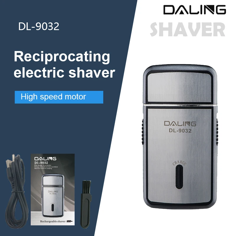 DALING Electric Reciprocating Shavers Unique Double Head Design Low Noise Rechargeable Waterproof Shaver Wireless USB