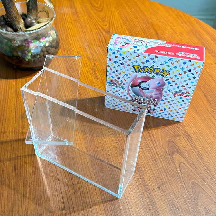 pokemon 151 japanese booster box case Acrylic Display Compatible for – Fits VSTAR Universe, Shiny Star V, VMAX Climax, Tag Team GX All Stars, Shiny Treasure ex – Dustproof Protector Box Holder plus 9 of the OG Pokes including Mew ex and Alakazam ex Pokemon 151 Japanese Sealed Case