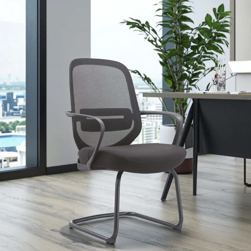 New Arrival  Black Rubber Powder-Coated Springframe Commercial Heavy Load Industrial Mesh Task Chair Tool-Free Adjustment 2