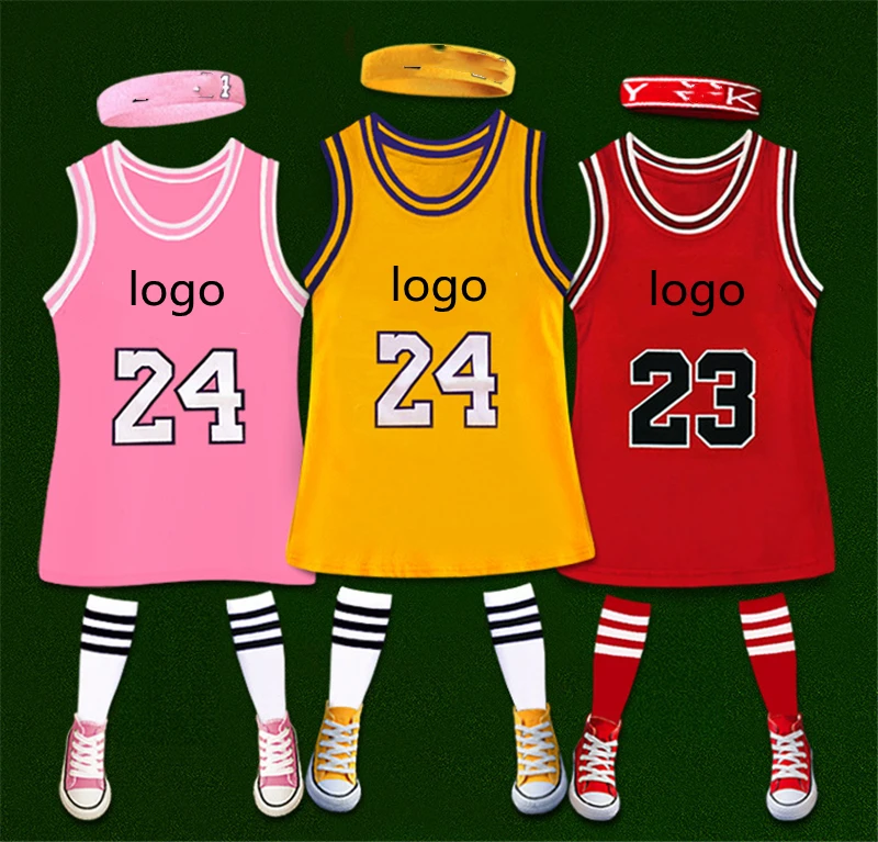 Wholesale Wholesale women's kids jersey basketball shirt dress with custom  logo design From m.