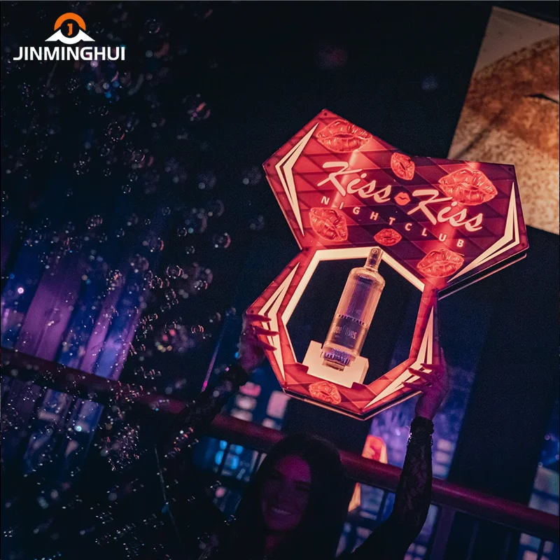 OEM Custom Handheld LED Sign Board for Party Bar Nightclub VIP Service Liquor Bottle Presenter Glorifier for Advertising